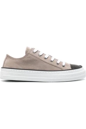 Brunello Cucinelli Femme, Chaussures, Brun, Taille: 36 EU Baskets basses en daim avec détail Monile brodé