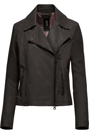 Bomboogie Femme, Vestes, Brun, Taille: 44 FR Blouson Perfecto en Cuir Vieilli