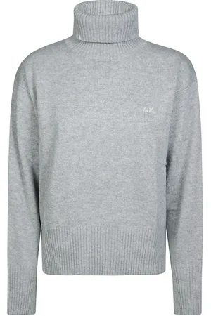 sun68 Femme, Pulls, Gris, Taille: 40 FR Haut à Manches Longues Uni à Col Roulé