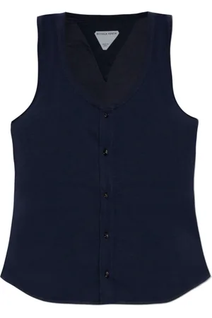 Bottega Veneta Femme, Tops, Bleu, Taille: 38 FR Débardeur à encolure dégagée et boutonnage