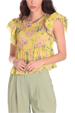 Silvian Heach Femme, Blouses et Chemises, Multicolore, Taille: 42 FR Blouse Florale à Manches Volantées