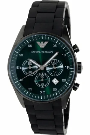 Emporio Armani Homme, Accessoires, Noir, Taille: ONE Size Montre Quartz Noire en Acier Inoxydable