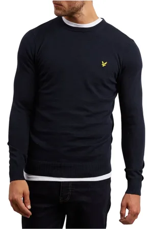 Lyle & Scott Homme, Sweatshirts et sweats à capuche, Bleu, Taille: S Pull Ras du Cou Mérinos
