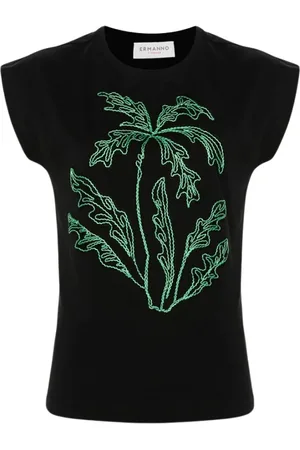 ERMANNO SCERVINO Femme, Tops, Noir, Taille: 40 FR T-shirt Noir Palmier