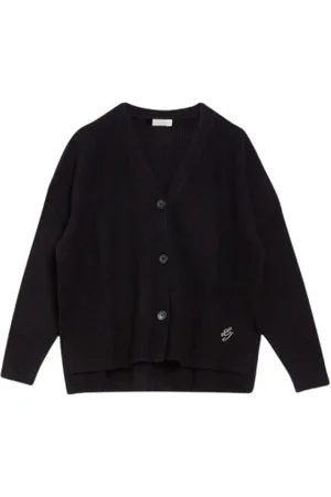 Liu Jo Femme, Pulls, Noir, Taille: 36 FR Cardigan Boutonné en Laine et Coton