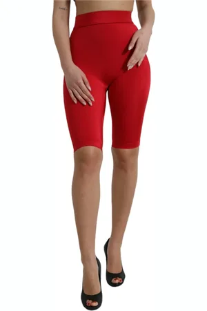 Dolce & Gabbana Femme, Pantalons, Rouge, Taille: 38 FR Leggings Rouges Taille Haute Stretch