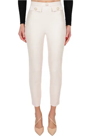 Elisabetta Franchi Femme, Pantalons, , Taille: 38 FR Pantalon Cigarette Crêpe Beurre