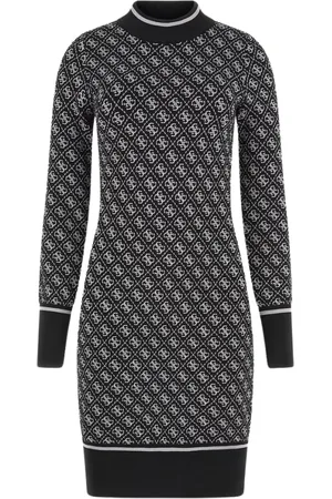 Guess Femme, Robes, Noir, Taille: 42 FR Mini Robe Pull 4G Logo