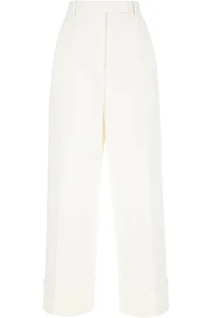 Thom Browne Femme, Pantalons, Blanc, Taille: 44 FR Pantalon Large