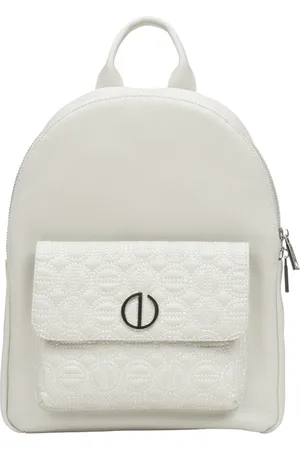 Estro Femme, Sacs, Gris, Taille: ONE Size Sac à dos en cuir gris clair avec détails argentés
