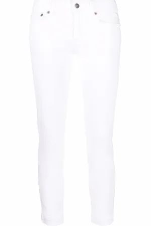 Dondup Femme, Jeans, Blanc, Taille: W30 Jean Écourt Design Tonal Blanc