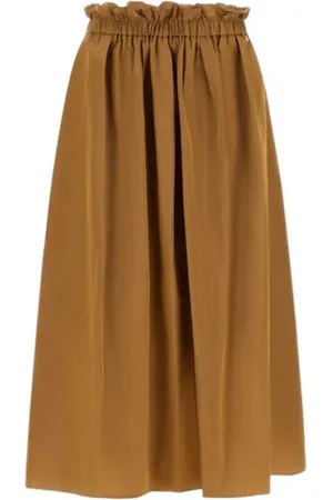 HERNO Femme, Jupes, Brun, Taille: 42 FR Jupe en Taffetas Camel avec Fermeture Éclair