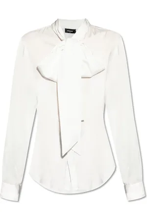 Dsquared2 Femme, Blouses et Chemises, Blanc, Taille: 40 FR Chemise avec Décoratif à l`Encolure