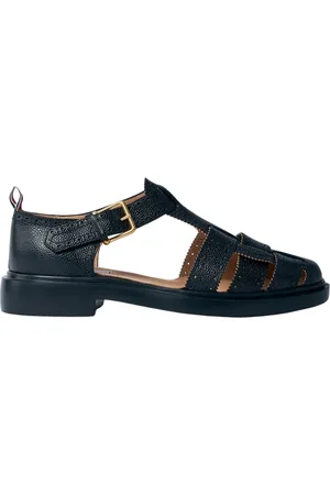 Thom Browne Homme, Chaussures, Noir, Taille: 41 EU Sandales de pêcheur en cuir grainé