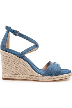 Michael Kors Femme, Chaussures, Bleu, Taille: 38 EU Sandale compensée en denim avec semelle en jute