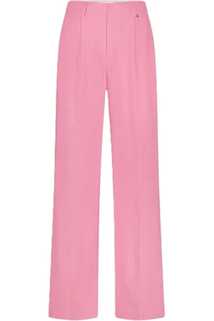 Fabienne Chapot Femme, Pantalons, Rose, Taille: 42 FR Pantalon droit en lin et viscose aéré