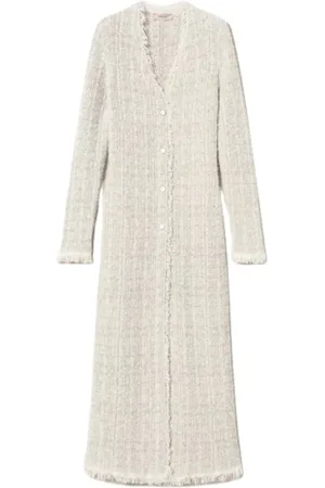 Twin-Set Femme, Pulls, Gris, Taille: 42 FR Cardigan Long en Maille avec Jacquard Lurex®