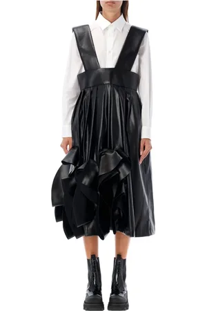 Comme des Garçons Femme, Robes, Noir, Taille: 38 FR Jupe Salopette en cuir écologique noir Aw24