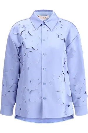 Marni Femme, Blouses et Chemises, Bleu, Taille: 36 FR Chemise Classique à Manches Longues et Boutons sur le Devant
