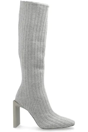 FEAR OF GOD Femme, Chaussures, Gris, Taille: 37 EU Logo Detail Knit High Bottes Heel