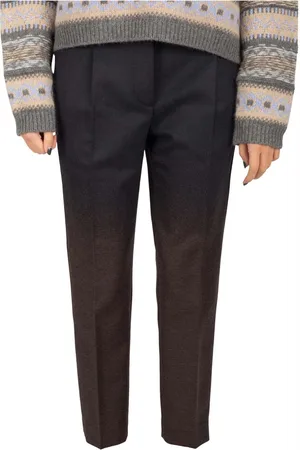 Brunello Cucinelli Femme, Pantalons, Noir, Taille: 36 FR Pantalon en flanelle avec pinces