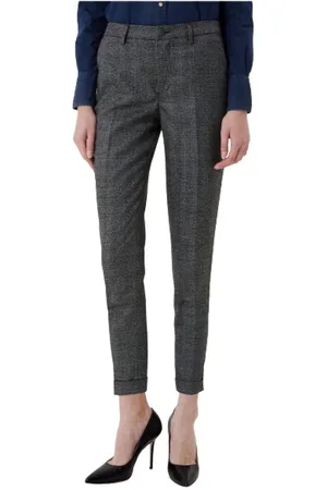 Liu Jo Femme, Pantalons, Gris, Taille: 42 FR Pantalon à Carreaux avec Lurex et Coupe Courte