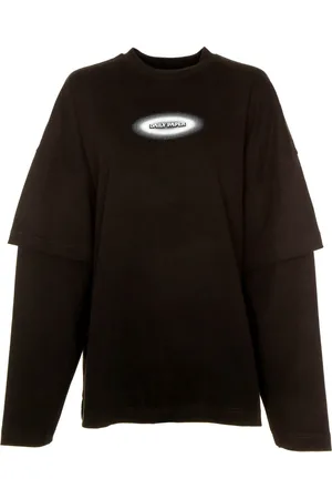Daily paper Homme, Tops, Noir, Taille: M Longsleeve Oversize Superposé avec Logo Imprimé