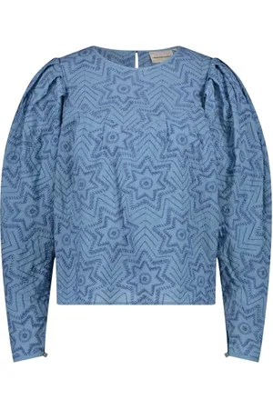 Fabienne Chapot Femme, Blouses et Chemises, Bleu, Taille: 42 FR Top Floral Brodé