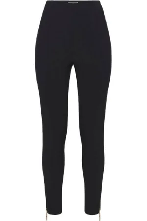 Elisabetta Franchi Femme, Pantalons, Noir, Taille: 36 FR Pantalon Droit Stretch Crêpe avec Zip