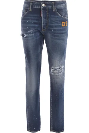 Dsquared2 Femme, Jeans, Bleu, Taille: 38 FR Jean Délavé avec Logo Brodé