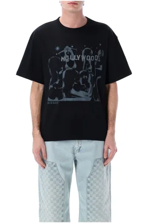 MISBHV Homme, Tops, Noir, Taille: S T-shirt Noir avec Impression Graphique Hollywood