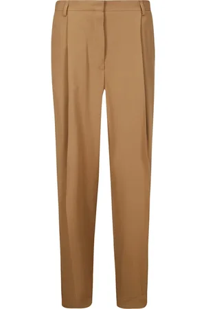 DRIES VAN NOTEN Femme, Pantalons, Brun, Taille: 42 FR Pantalon Droit avec Bande Frontale