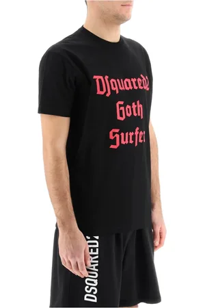 Dsquared2 Homme, Tops, Noir, Taille: M T-shirt Goth Surfer avec Imprimé Lettres