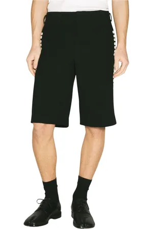 Comme des Garçons Homme, Shorts, Noir, Taille: S Short en Laine Orné de Boutons