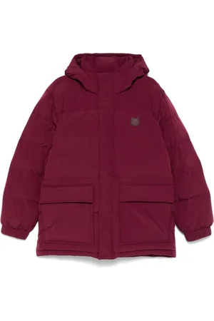 Maison Kitsuné Homme, Vestes, Rouge, Taille: M Doudoune Rouge à Capuche avec Matelassage