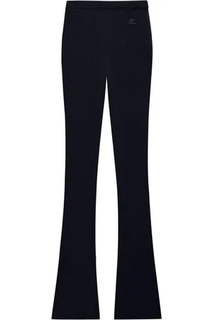 Courrèges Femme, Pantalons, Noir, Taille: 42 FR Jean Évasé en Maille Côtelée