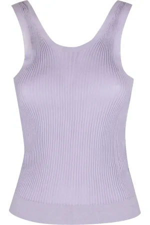 Cecilie Bahnsen Femme, Tops, Violet, Taille: 40 FR Haut en Tricot Côtelé avec au Dos