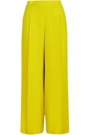 Carolina Herrera Femme, Pantalons, Jaune, Taille: 42 FR Pantalon Droit en Jacquard de Soie