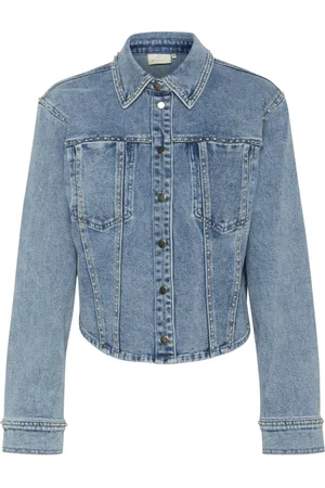 Kaffe Femme, Vestes, Bleu, Taille: 48 FR Chemisier en Denim avec Détails Élégants