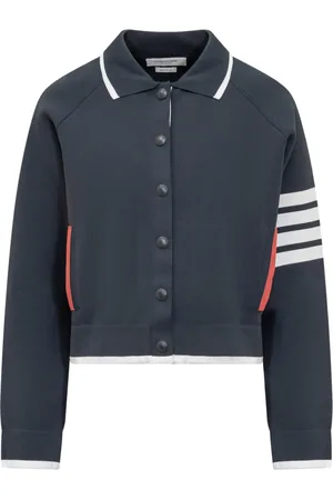 Thom Browne Femme, Pulls, Bleu, Taille: 38 FR Polo Bomber Jacket