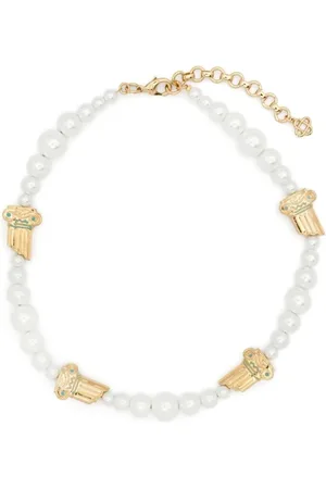 Casablanca Homme, Accessoires, Blanc, Taille: ONE Size Collier avec Breloque Perle et Fermoir Pince de Homard