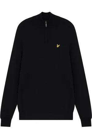 Lyle & Scott Homme, Pulls, Noir, Taille: S Pull à Col Zippé 1/4 en Laine Mérinos