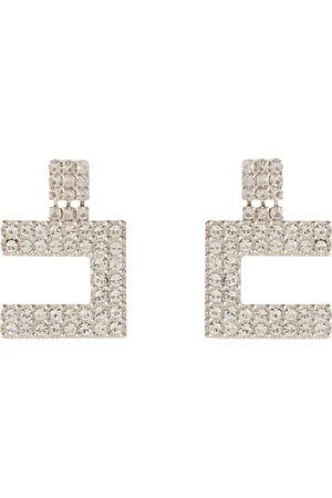 Elisabetta Franchi Femme, Accessoires, Gris, Taille: ONE Size Boucles d`Oreilles Logo Carré