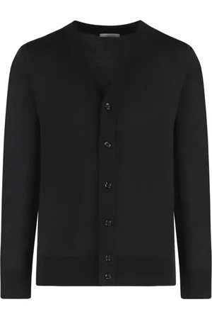 Paolo Pecora Homme, Pulls, Noir, Taille: L Cardigan en laine côtelée