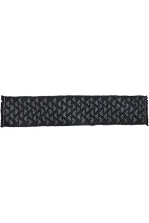Emporio Armani Homme, Accessoires, Noir, Taille: ONE Size Écharpe en laine vierge avec logo aigle