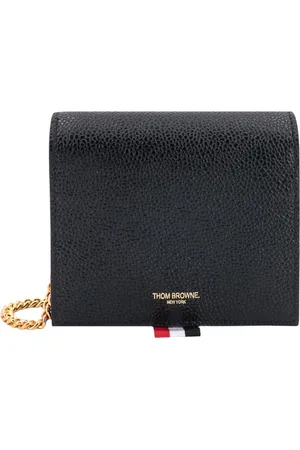 Thom Browne Femme, Accessoires, Noir, Taille: ONE Size Porte-cartes en cuir noir