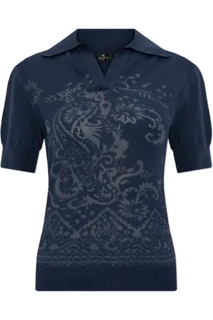 Etro Femme, Tops, Bleu, Taille: 36 FR Polo à motif décoratif