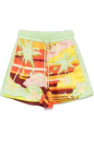 ALÉMAIS Femme, Shorts, Multicolore, Taille: 36 FR Shorts à Taille Élastique et Imprimé Graphique
