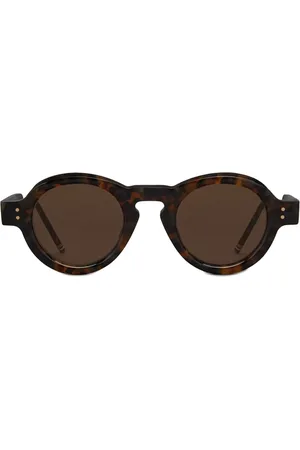Thom Browne Homme, Accessoires, Brun, Taille: ONE Size Lunettes de soleil rondes Tokyo Écaille