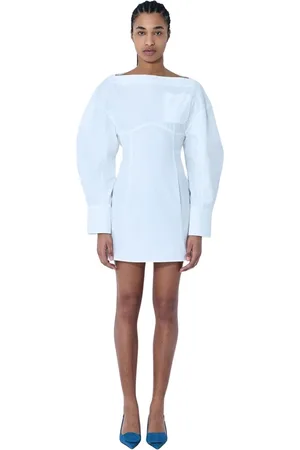 Jacquemus Femme, Robes, Blanc, Taille: 38 FR Robe Mini en Coton Sculptural